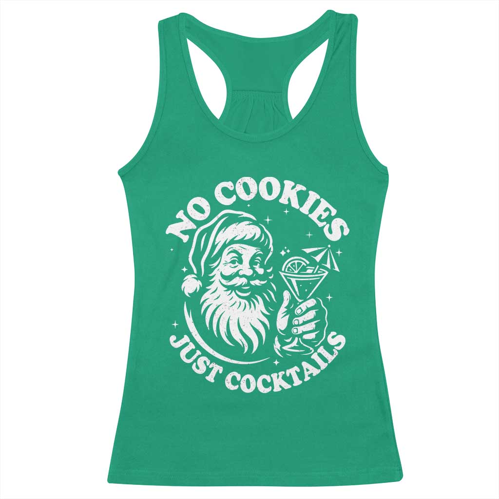 Funny Santa Christmas In July Racerback Tank Top No Cookies Just Cocktails Summer Xmas - Wonder Print Shop