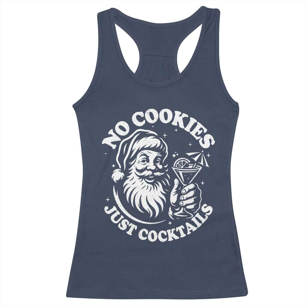 Funny Santa Christmas In July Racerback Tank Top No Cookies Just Cocktails Summer Xmas - Wonder Print Shop