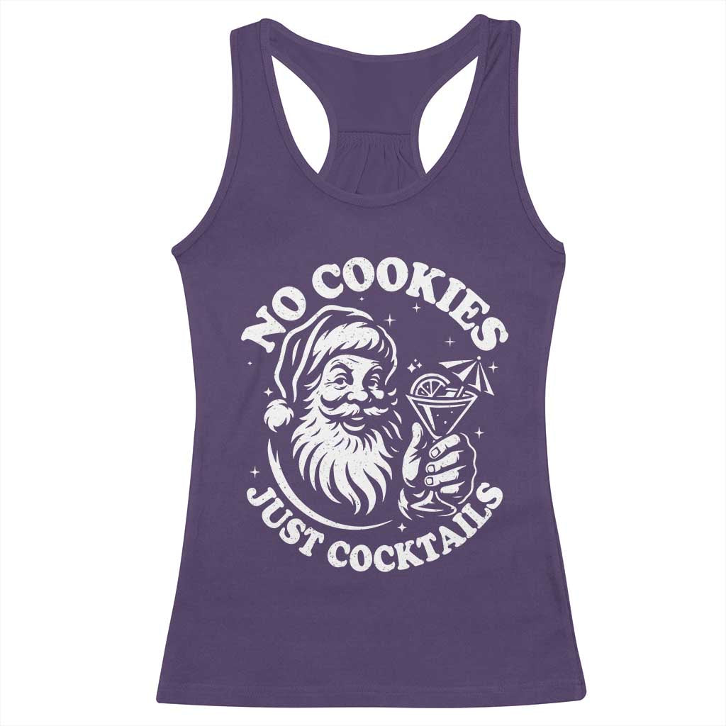 Funny Santa Christmas In July Racerback Tank Top No Cookies Just Cocktails Summer Xmas - Wonder Print Shop