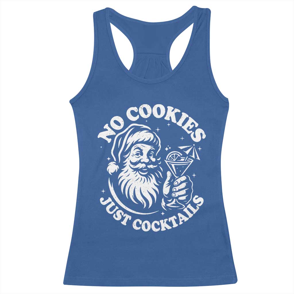 Funny Santa Christmas In July Racerback Tank Top No Cookies Just Cocktails Summer Xmas - Wonder Print Shop