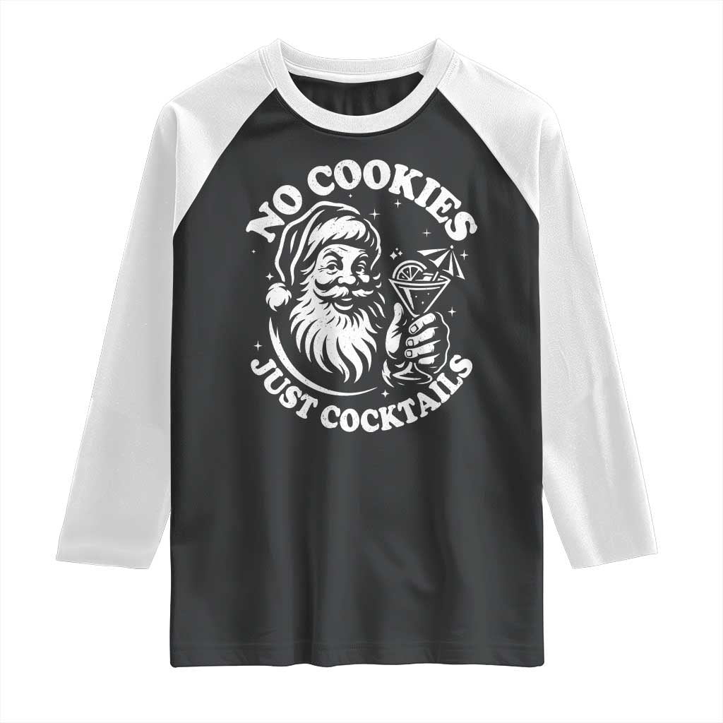 Funny Santa Christmas In July Raglan Shirt No Cookies Just Cocktails Summer Xmas - Wonder Print Shop