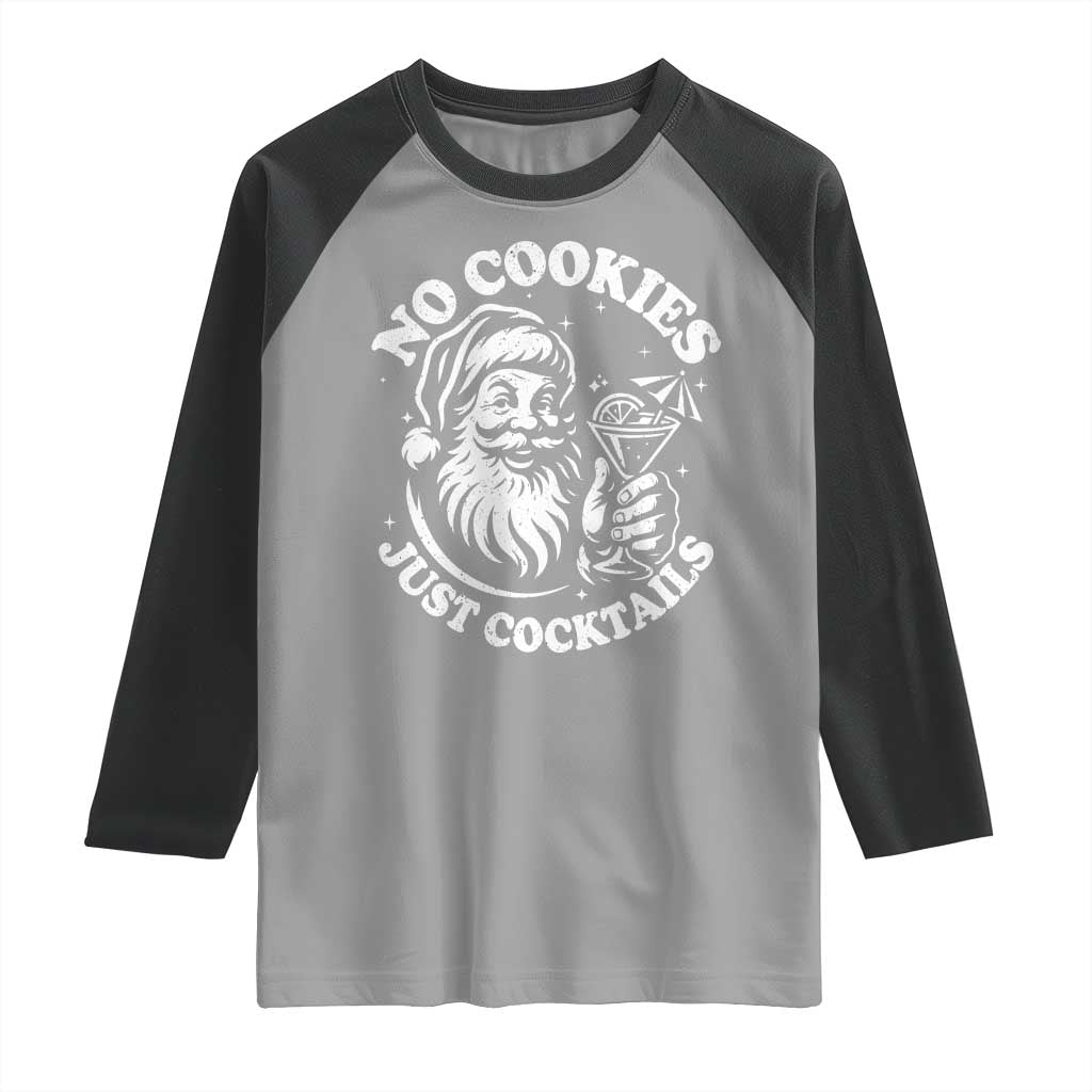 Funny Santa Christmas In July Raglan Shirt No Cookies Just Cocktails Summer Xmas - Wonder Print Shop