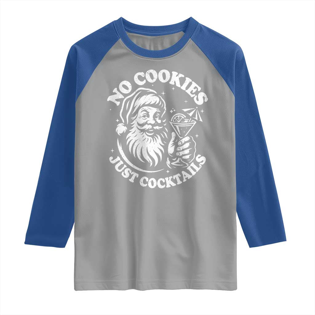 Funny Santa Christmas In July Raglan Shirt No Cookies Just Cocktails Summer Xmas - Wonder Print Shop