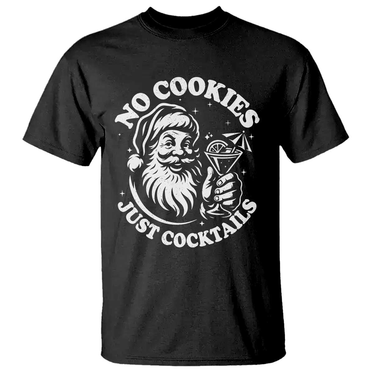Funny Santa Christmas In July T Shirt No Cookies Just Cocktails Summer Xmas - Wonder Print Shop