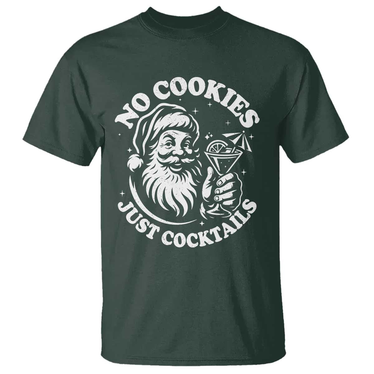 Funny Santa Christmas In July T Shirt No Cookies Just Cocktails Summer Xmas - Wonder Print Shop