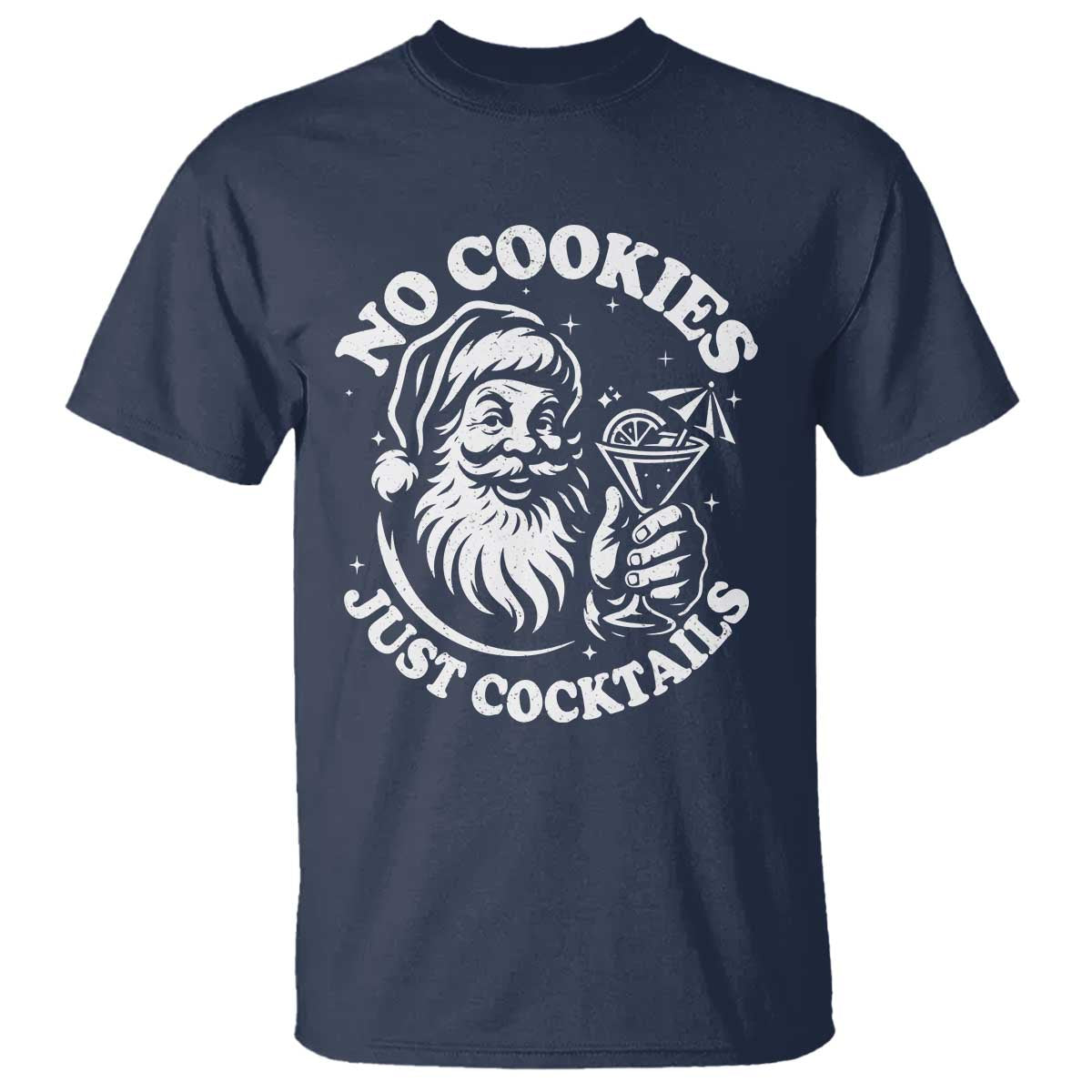 Funny Santa Christmas In July T Shirt No Cookies Just Cocktails Summer Xmas - Wonder Print Shop