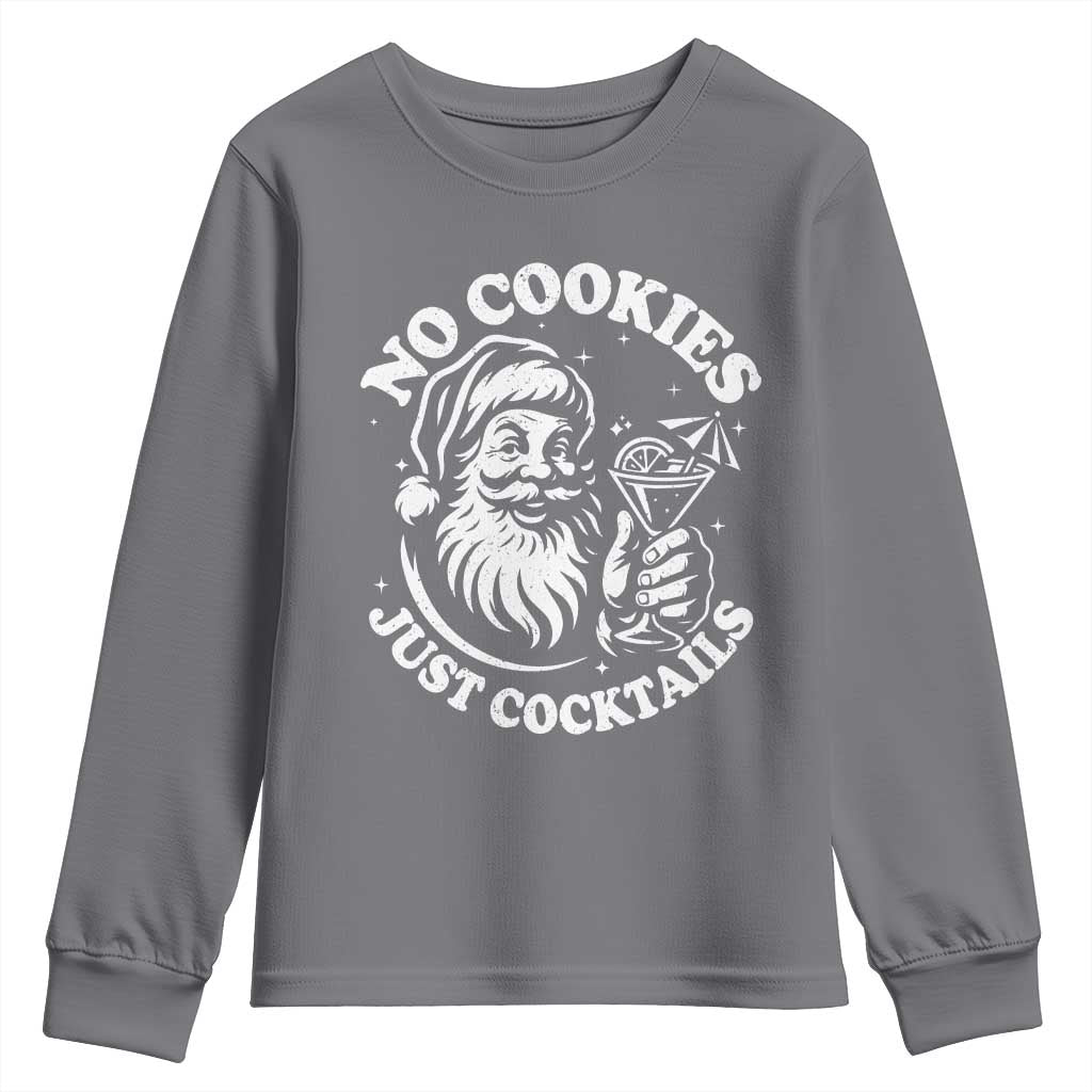 Funny Santa Christmas In July Youth Sweatshirt No Cookies Just Cocktails Summer Xmas - Wonder Print Shop