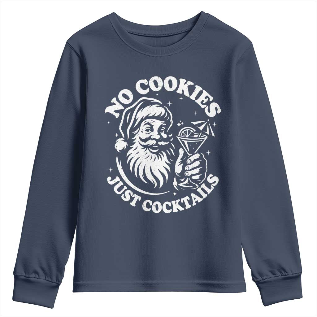 Funny Santa Christmas In July Youth Sweatshirt No Cookies Just Cocktails Summer Xmas - Wonder Print Shop