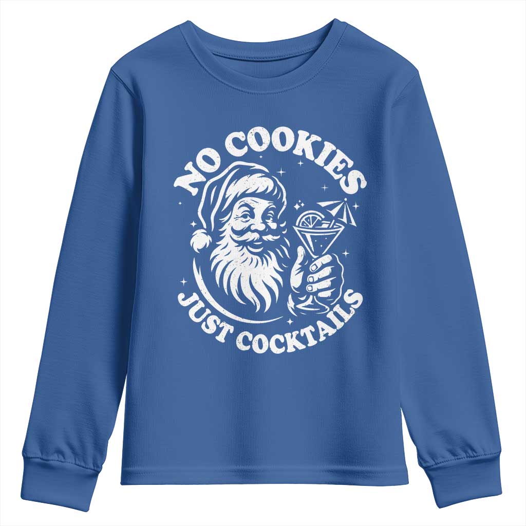 Funny Santa Christmas In July Youth Sweatshirt No Cookies Just Cocktails Summer Xmas - Wonder Print Shop