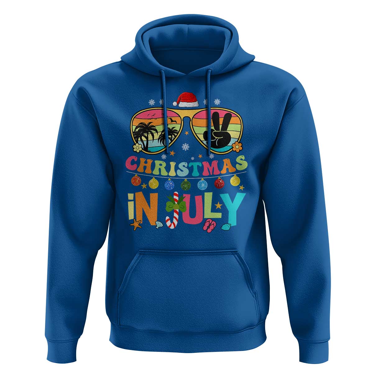 Sunglasses Beach Christmas in July Hoodie Santa Summer Xmas - Wonder Print Shop