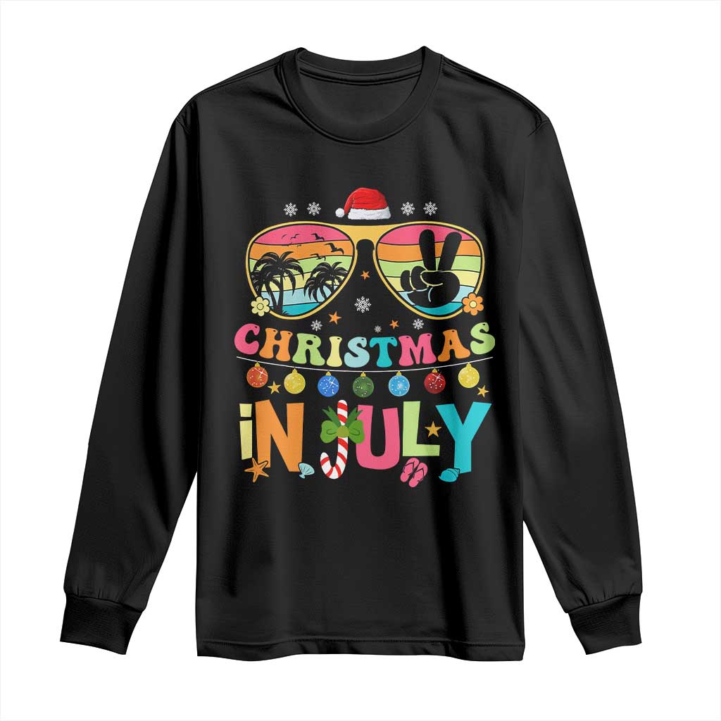 Sunglasses Beach Christmas in July Long Sleeve Shirt Santa Summer Xmas - Wonder Print Shop