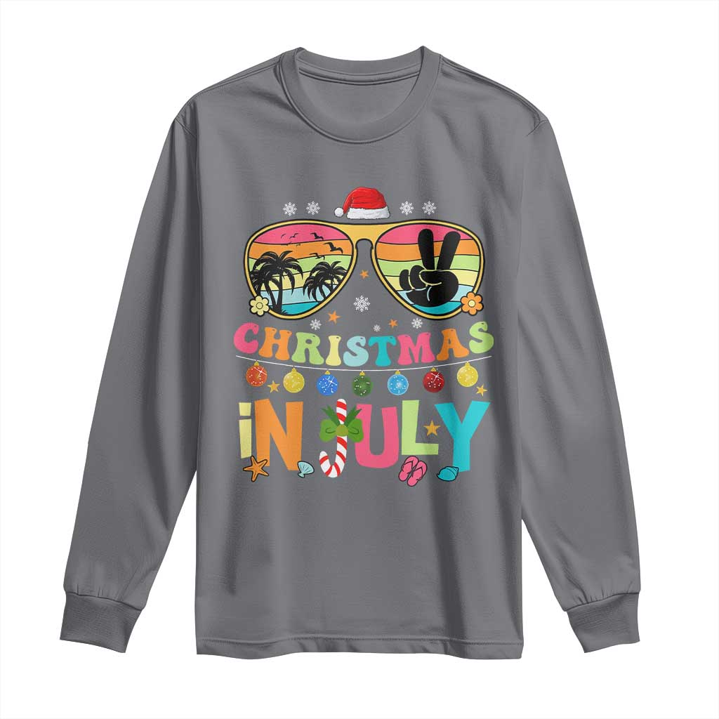 Sunglasses Beach Christmas in July Long Sleeve Shirt Santa Summer Xmas - Wonder Print Shop
