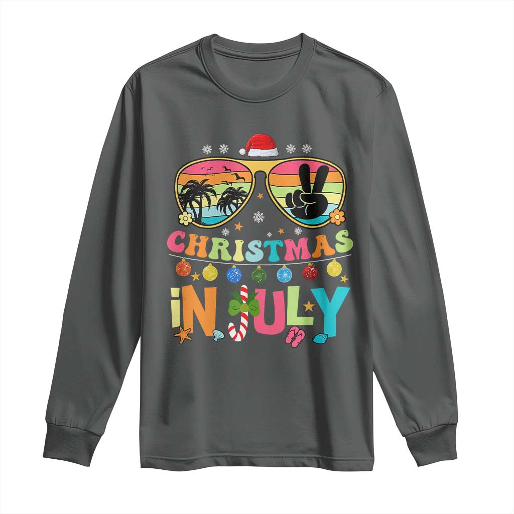 Sunglasses Beach Christmas in July Long Sleeve Shirt Santa Summer Xmas - Wonder Print Shop