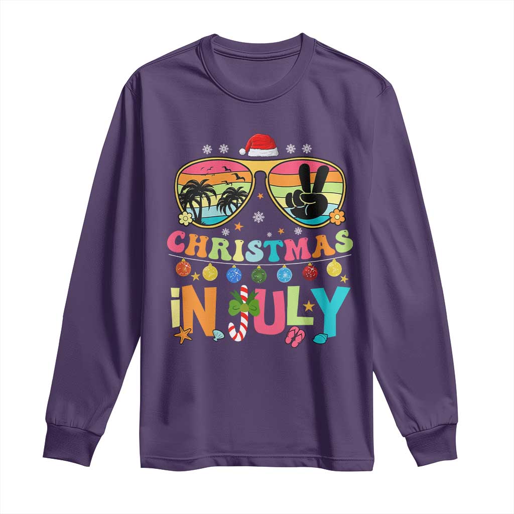 Sunglasses Beach Christmas in July Long Sleeve Shirt Santa Summer Xmas - Wonder Print Shop