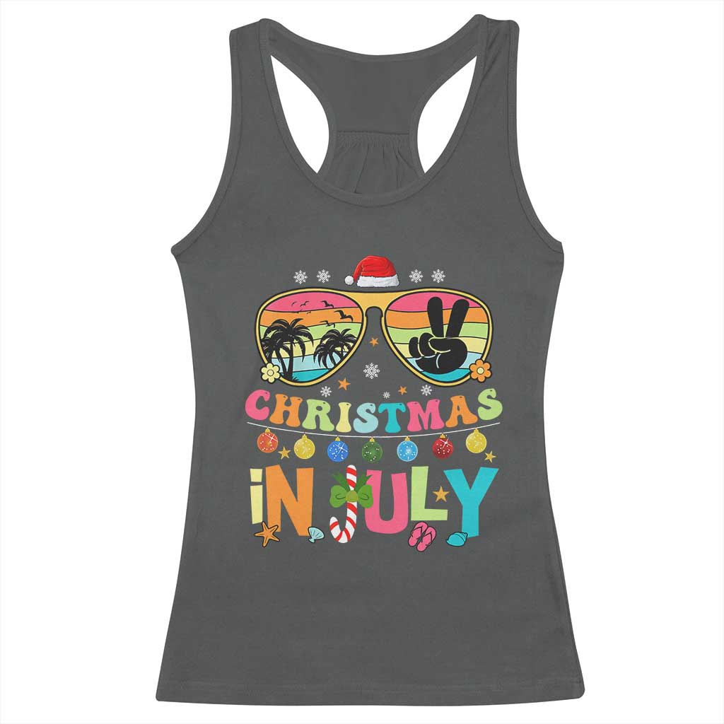 Sunglasses Beach Christmas in July Racerback Tank Top Santa Summer Xmas - Wonder Print Shop
