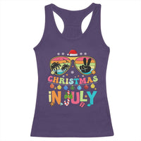 Sunglasses Beach Christmas in July Racerback Tank Top Santa Summer Xmas - Wonder Print Shop