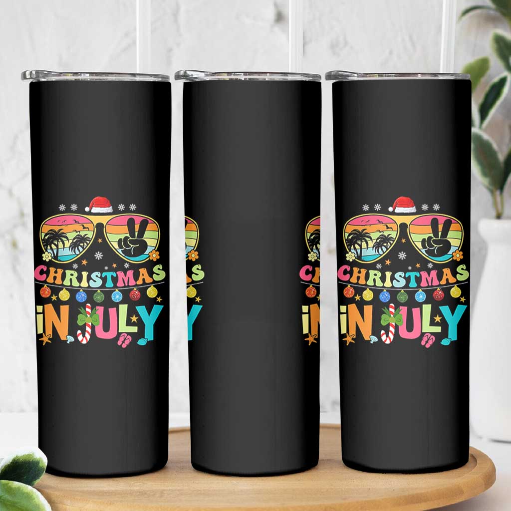 Sunglasses Beach Christmas in July Skinny Tumbler Santa Summer Xmas - Wonder Print Shop