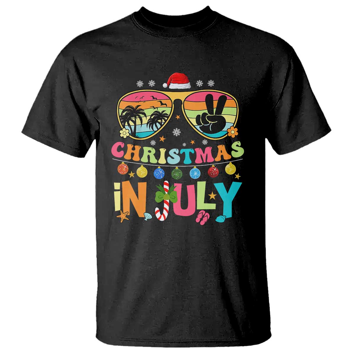 Sunglasses Beach Christmas in July T Shirt Santa Summer Xmas - Wonder Print Shop