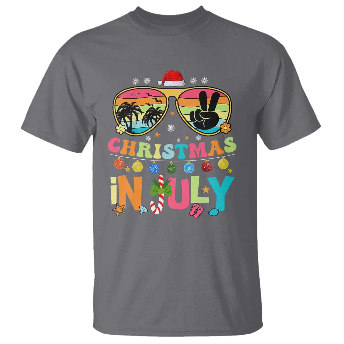 Sunglasses Beach Christmas in July T Shirt Santa Summer Xmas - Wonder Print Shop