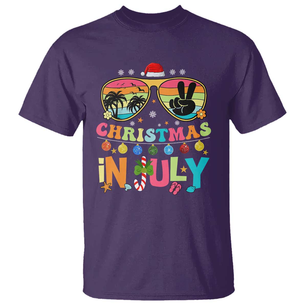 Sunglasses Beach Christmas in July T Shirt Santa Summer Xmas - Wonder Print Shop