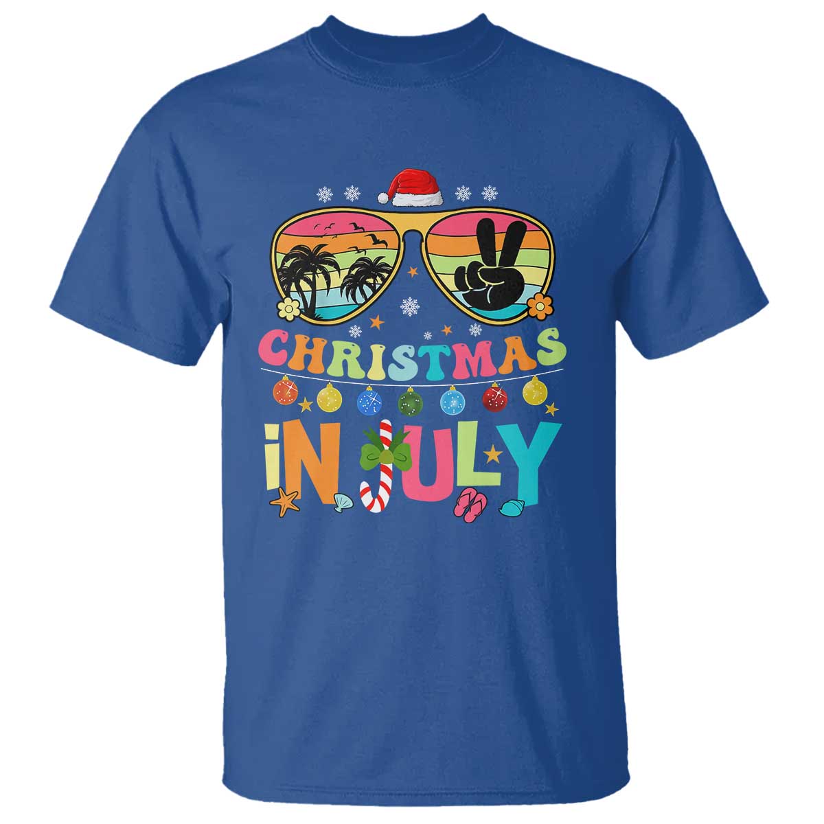 Sunglasses Beach Christmas in July T Shirt Santa Summer Xmas - Wonder Print Shop
