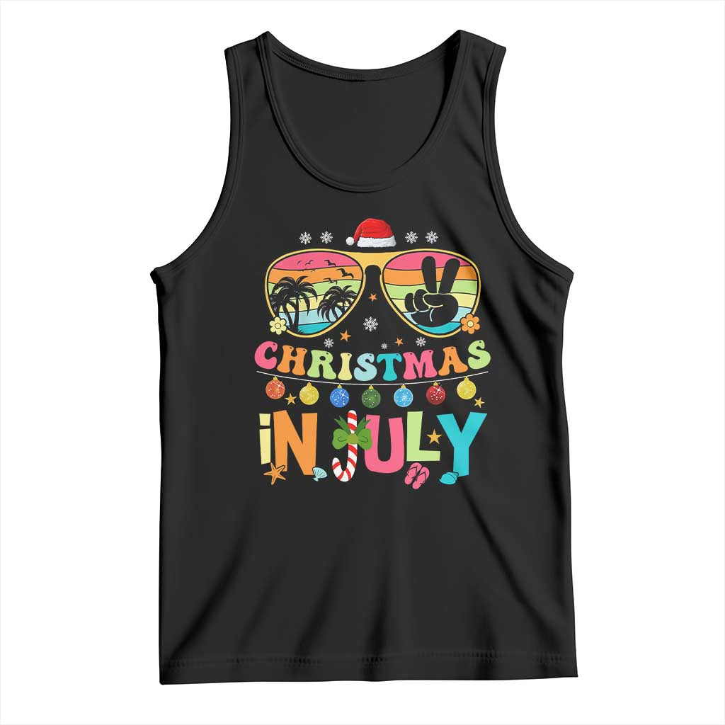 Sunglasses Beach Christmas in July Tank Top Santa Summer Xmas - Wonder Print Shop