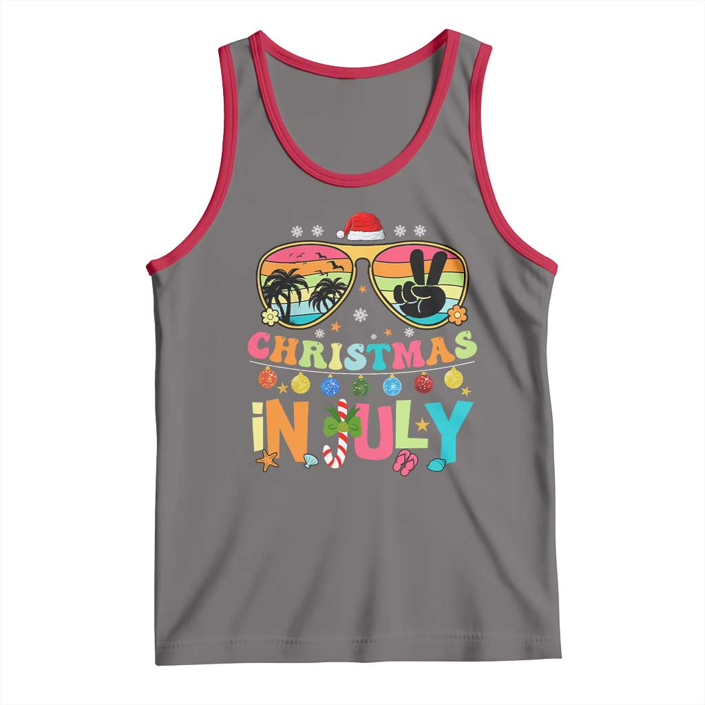 Sunglasses Beach Christmas in July Tank Top Santa Summer Xmas - Wonder Print Shop