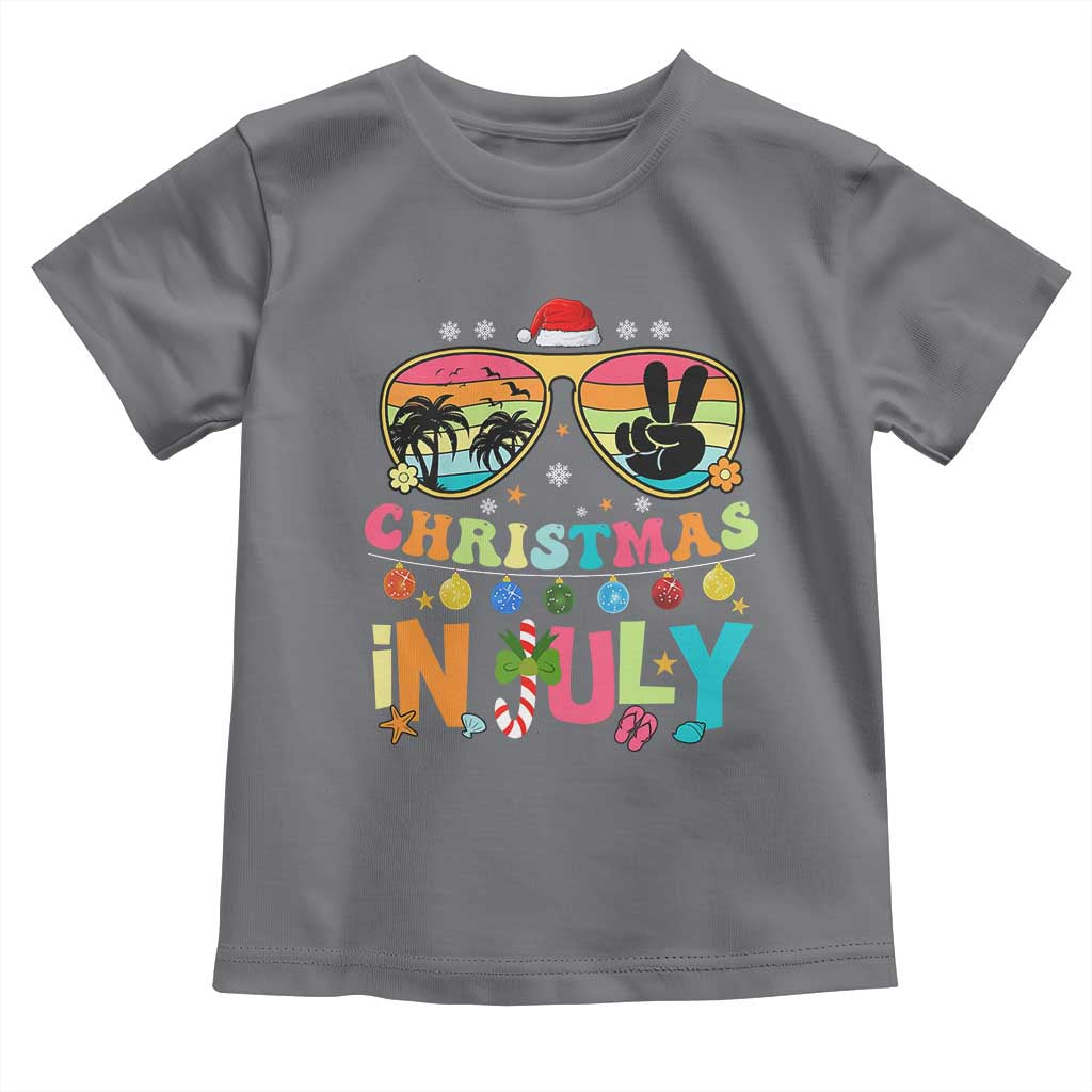 Sunglasses Beach Christmas in July Toddler T Shirt Santa Summer Xmas - Wonder Print Shop