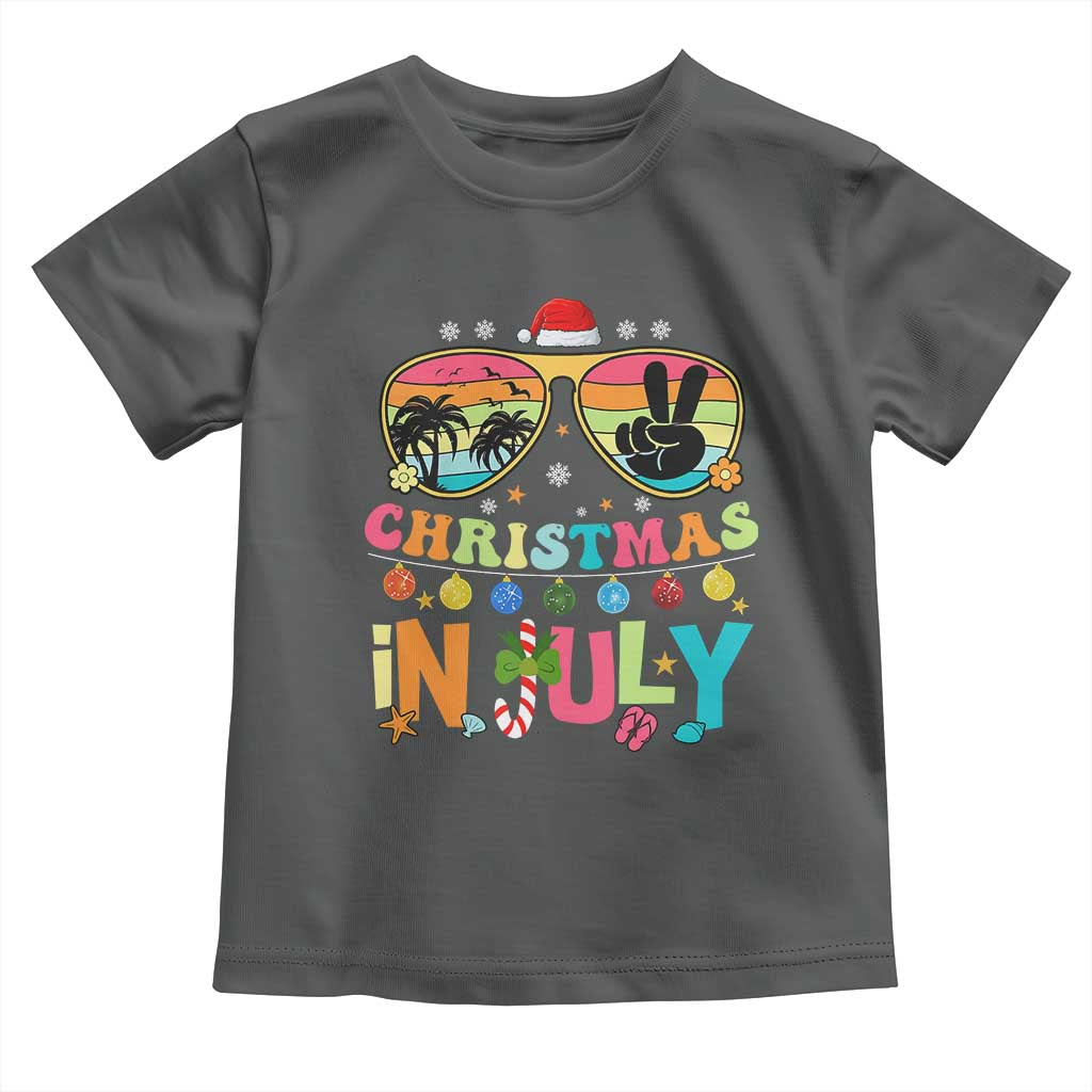 Sunglasses Beach Christmas in July Toddler T Shirt Santa Summer Xmas - Wonder Print Shop
