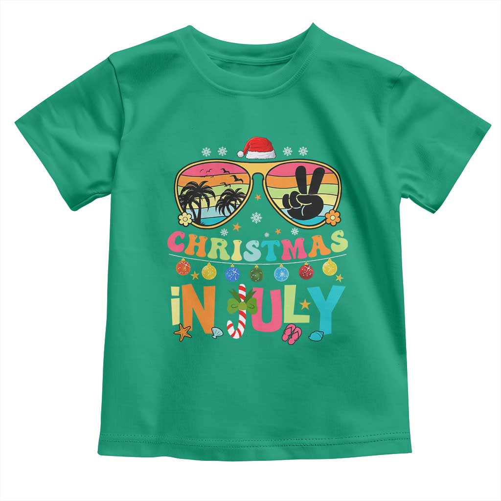 Sunglasses Beach Christmas in July Toddler T Shirt Santa Summer Xmas - Wonder Print Shop