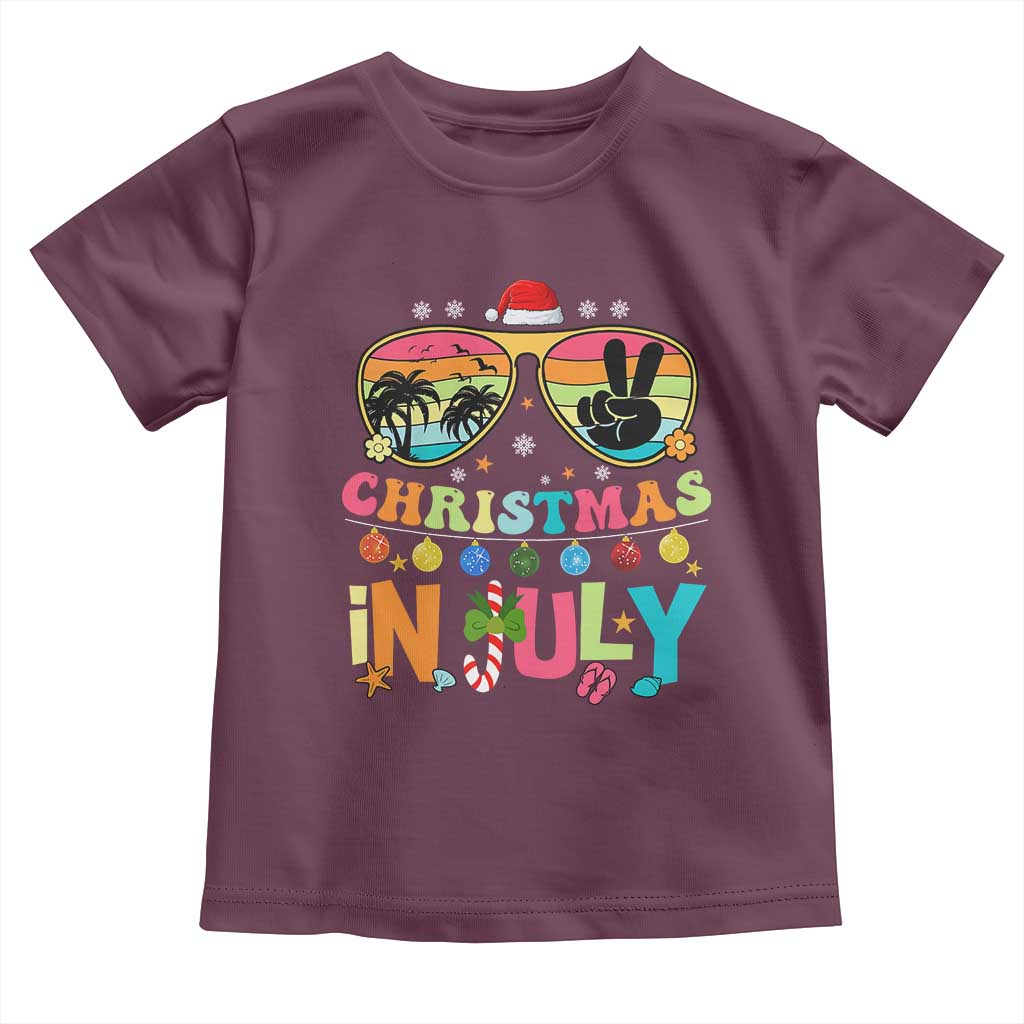 Sunglasses Beach Christmas in July Toddler T Shirt Santa Summer Xmas - Wonder Print Shop