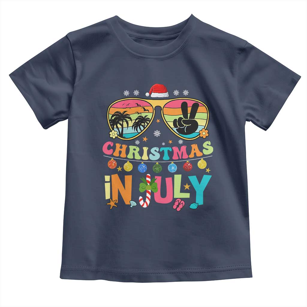 Sunglasses Beach Christmas in July Toddler T Shirt Santa Summer Xmas - Wonder Print Shop