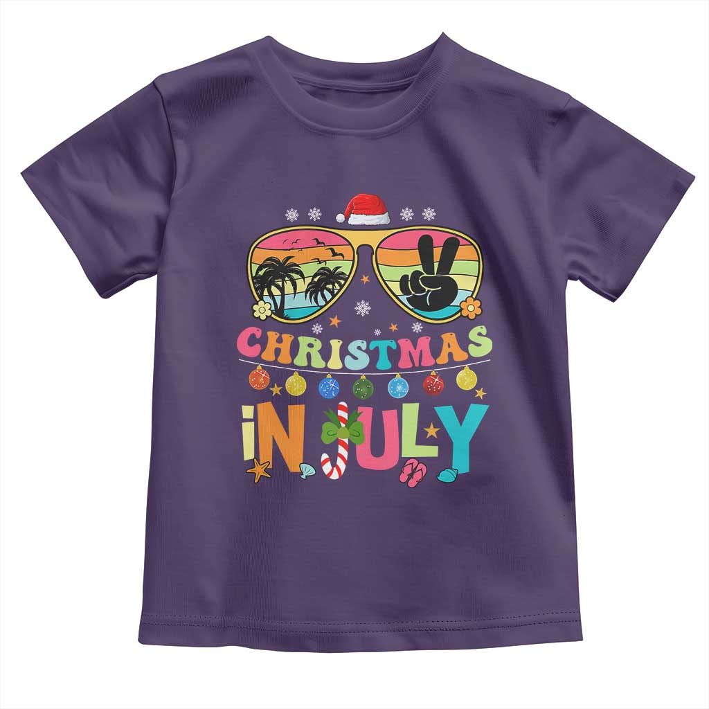Sunglasses Beach Christmas in July Toddler T Shirt Santa Summer Xmas - Wonder Print Shop