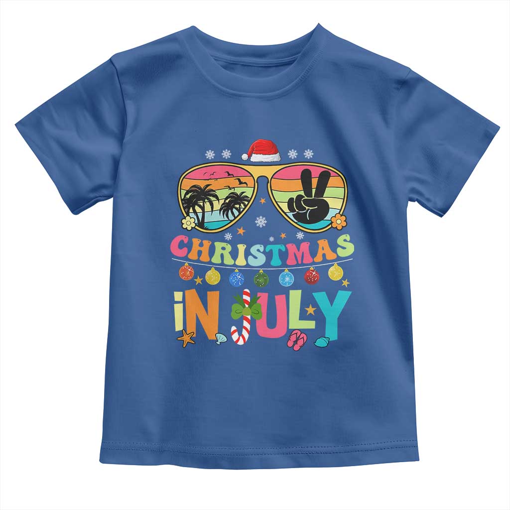 Sunglasses Beach Christmas in July Toddler T Shirt Santa Summer Xmas - Wonder Print Shop