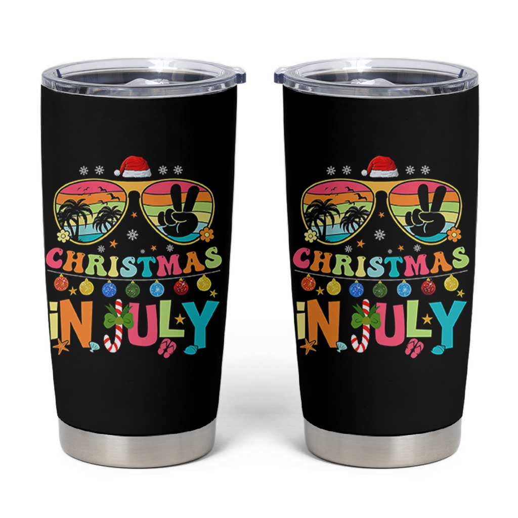 Sunglasses Beach Christmas in July Tumbler Cup Santa Summer Xmas - Wonder Print Shop