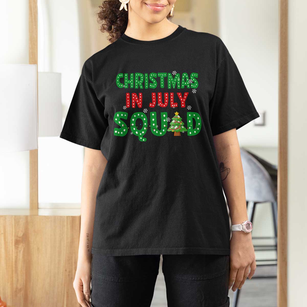 Christmas In July Squad T Shirt For Women Funny Summer Xmas - Wonder Print Shop