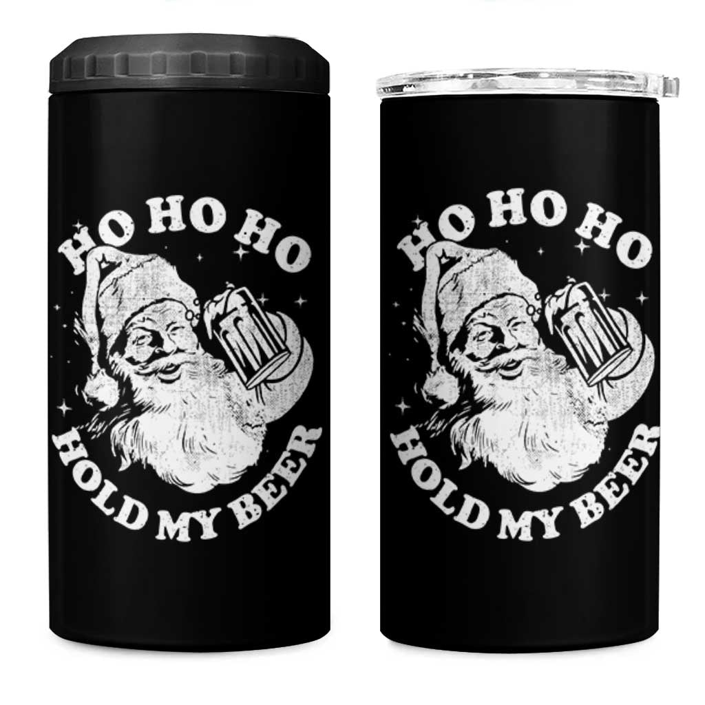 Santa Ho Ho Hold My Beer 4 in 1 Can Cooler Tumbler Funny Christmas In July Summer Xmas - Wonder Print Shop