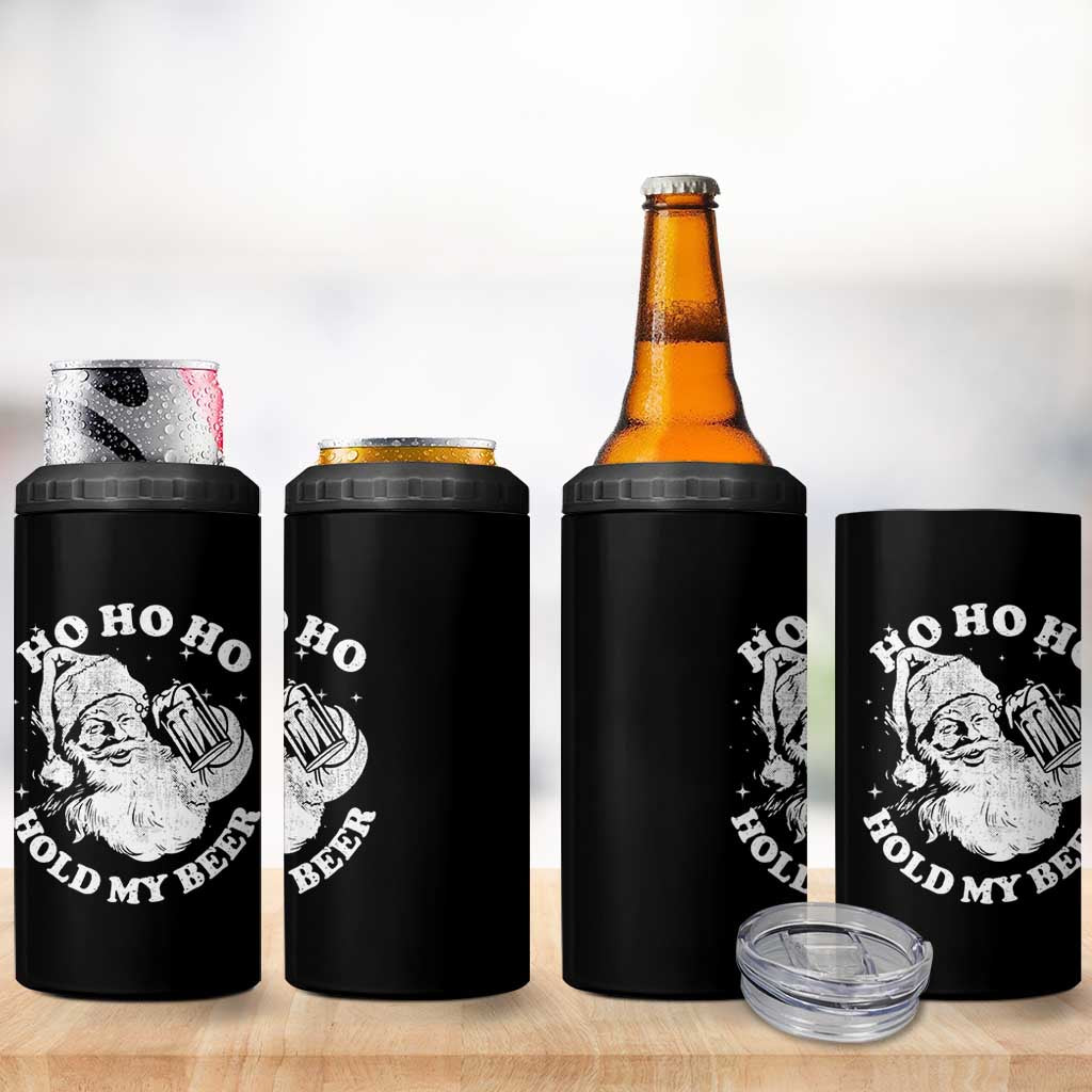 Santa Ho Ho Hold My Beer 4 in 1 Can Cooler Tumbler Funny Christmas In July Summer Xmas - Wonder Print Shop