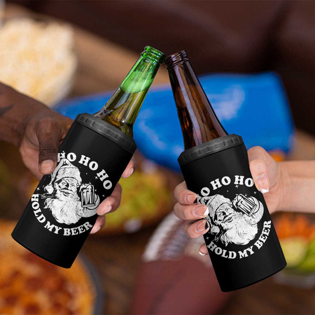 Santa Ho Ho Hold My Beer 4 in 1 Can Cooler Tumbler Funny Christmas In July Summer Xmas - Wonder Print Shop