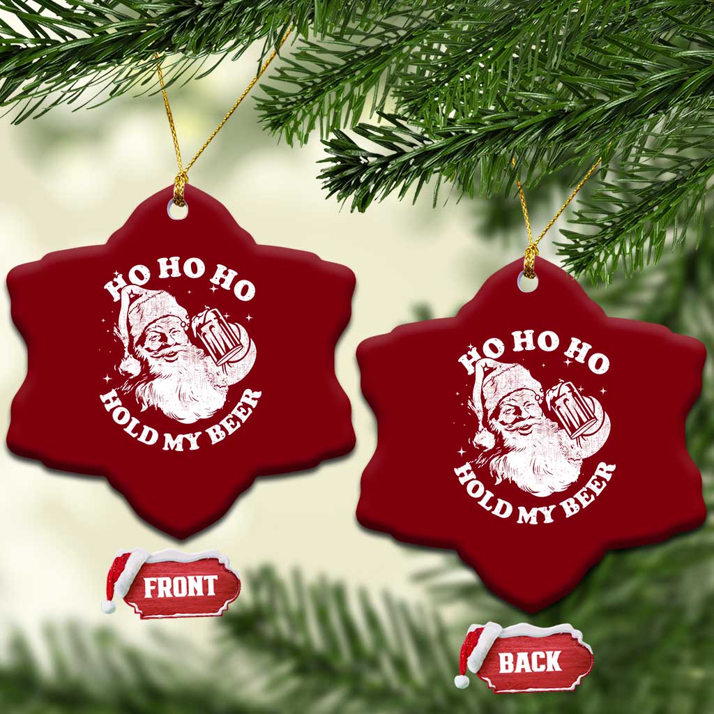 Santa Ho Ho Hold My Beer Ceramic Ornament Funny Xmas In July Summer Xmas - Wonder Print Shop
