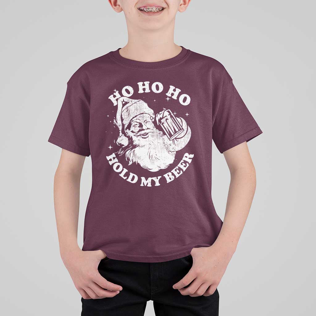 Santa Ho Ho Hold My Beer T Shirt For Kid Funny Christmas In July Summer Xmas - Wonder Print Shop