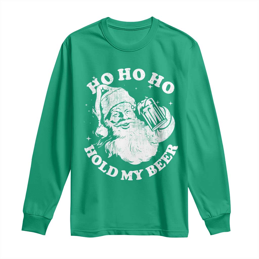Santa Ho Ho Hold My Beer Long Sleeve Shirt Funny Christmas In July Summer Xmas - Wonder Print Shop