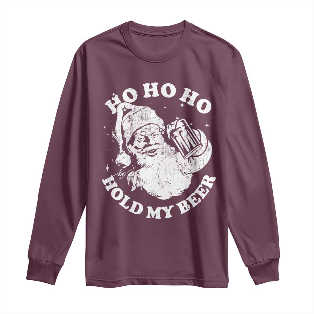 Santa Ho Ho Hold My Beer Long Sleeve Shirt Funny Christmas In July Summer Xmas - Wonder Print Shop