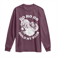 Santa Ho Ho Hold My Beer Long Sleeve Shirt Funny Christmas In July Summer Xmas - Wonder Print Shop
