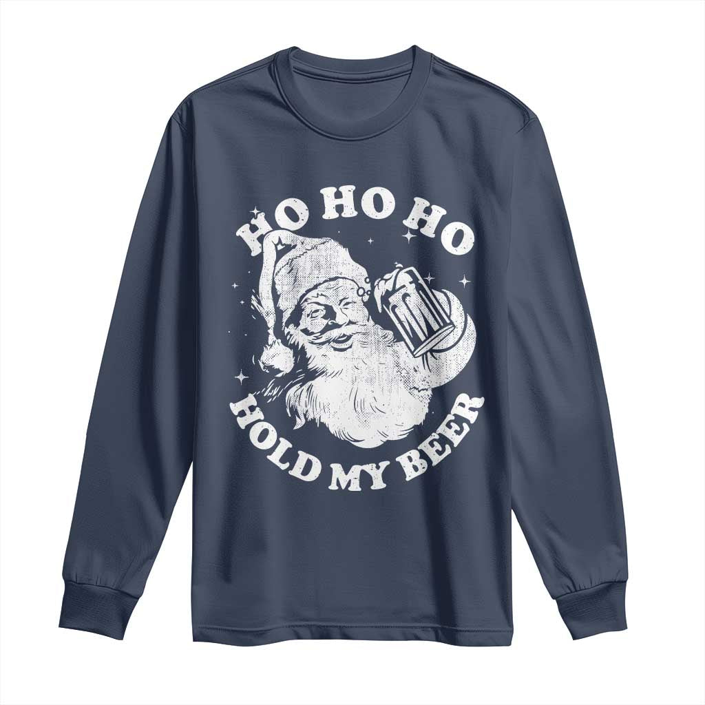 Santa Ho Ho Hold My Beer Long Sleeve Shirt Funny Christmas In July Summer Xmas - Wonder Print Shop