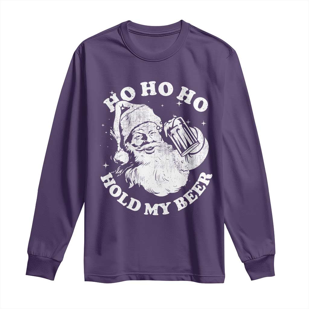 Santa Ho Ho Hold My Beer Long Sleeve Shirt Funny Christmas In July Summer Xmas - Wonder Print Shop