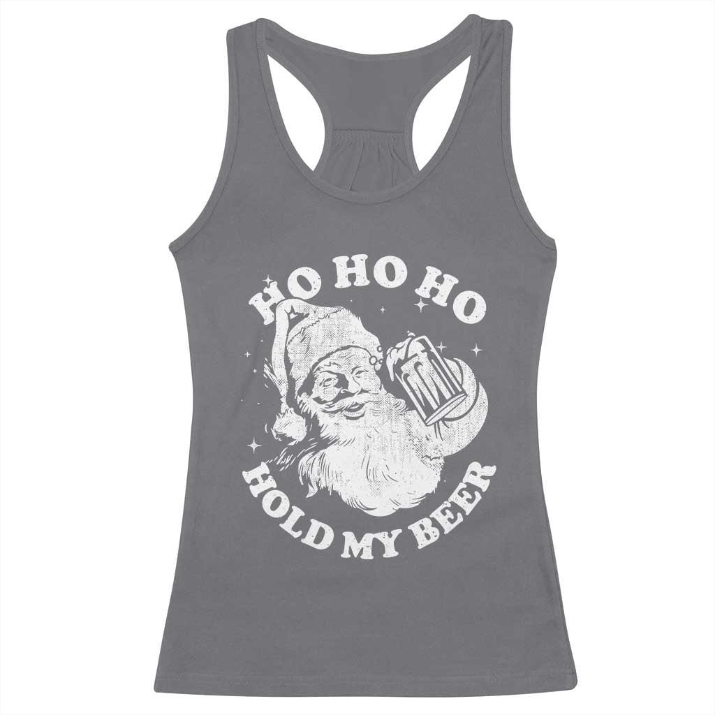 Santa Ho Ho Hold My Beer Racerback Tank Top Funny Christmas In July Summer Xmas - Wonder Print Shop