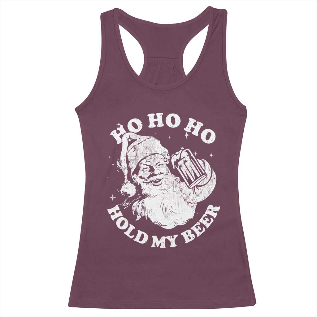 Santa Ho Ho Hold My Beer Racerback Tank Top Funny Christmas In July Summer Xmas - Wonder Print Shop