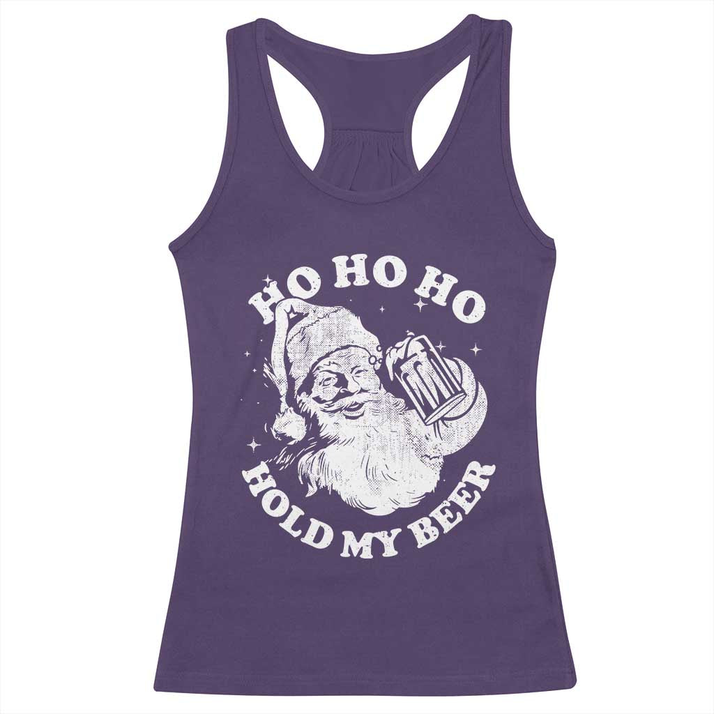 Santa Ho Ho Hold My Beer Racerback Tank Top Funny Christmas In July Summer Xmas - Wonder Print Shop