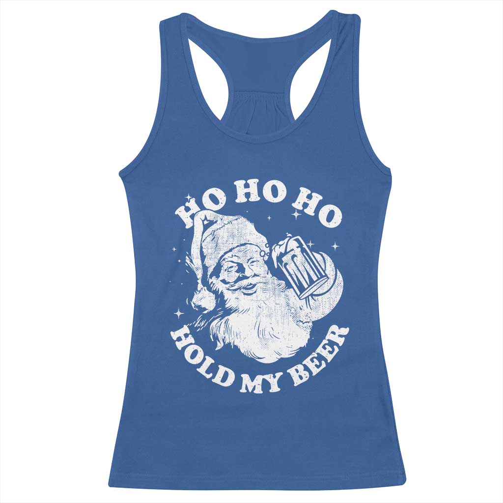 Santa Ho Ho Hold My Beer Racerback Tank Top Funny Christmas In July Summer Xmas - Wonder Print Shop